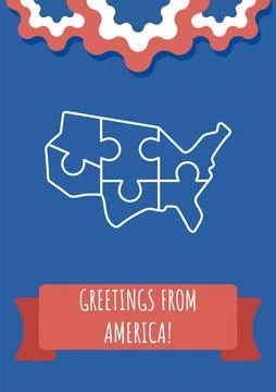 Send hello from America postcard with linear glyph icon Stock Illustration