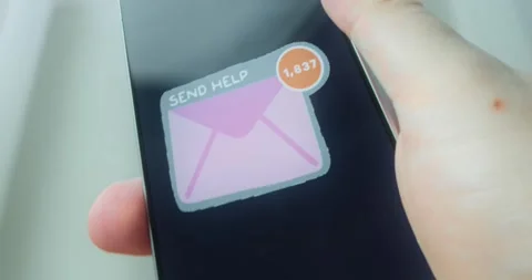 Send Help icon with a notification bubble showing 1837 messages, presentation Stock Footage 313443246