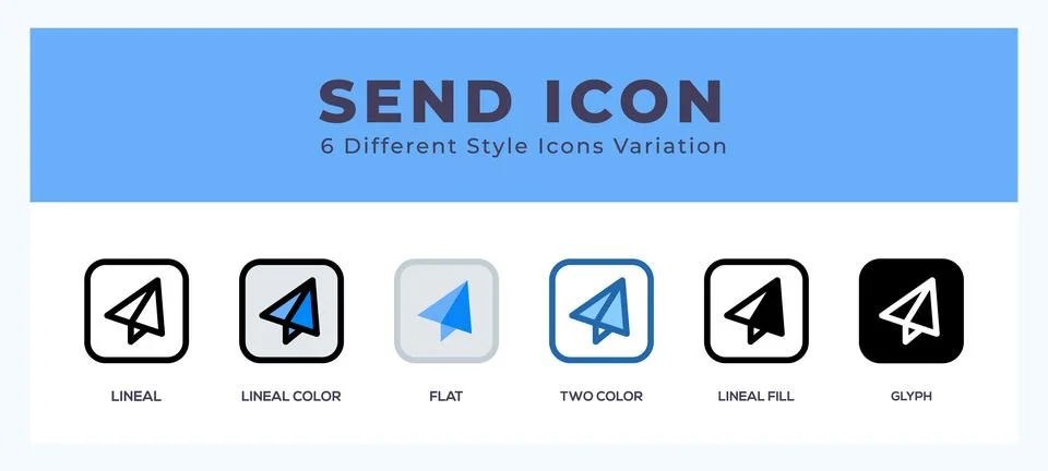 Send icon set with different styles. Design elements for logo. Vector illus.. 스톡 일러스트