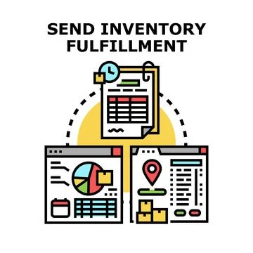 Send inventory fulfillment process and e commerce logistics management イラスト素材