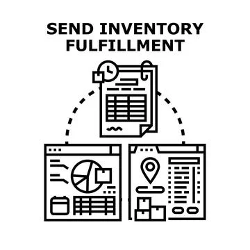 Send inventory fulfillment process and e commerce logistics management Stock Illustration