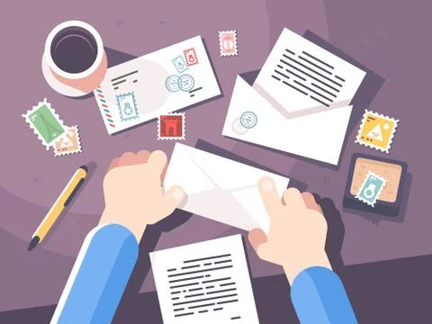 Send letter in envelope with stamp Stock Illustration