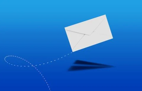 Send a mail with paper plane shadow Illustrazione stock