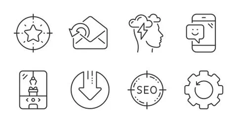 Send mail, Seo and Crane claw machine icons set. Recovery gear, Download arrow Stock Illustration
