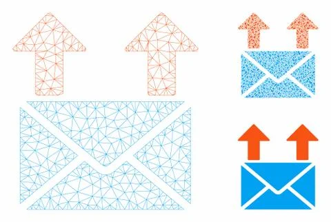 Send Mail Vector Mesh Carcass Model and Triangle Mosaic Icon Illustrazione stock