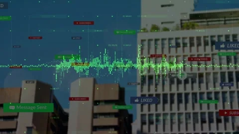 Send Message appearing green waveform pulsing making traces badges clustering 스톡 동영상 332544943