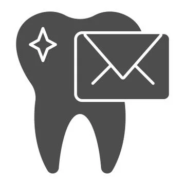 Send message to doctor solid icon. Dental care email, tooth and envelope symbol Stock Illustration