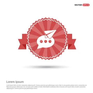 Send Message Icon - Red Ribbon banner 스톡 일러스트