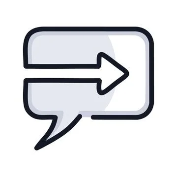 Send message icon. Speech bubble icon with right arrow, signifying sending .. Stock Illustration