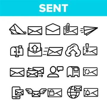 Send Message Linear Vector Thin Icons Set 스톡 일러스트