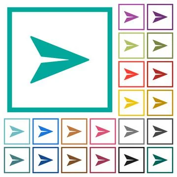 Send message solid flat color icons with quadrant frames Stock Illustration