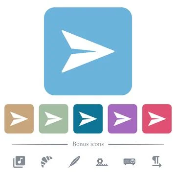 Send message solid flat icons on color rounded square backgrounds Stock Illustration