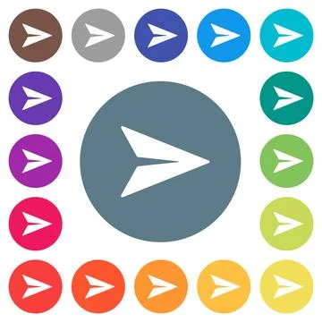 Send message solid flat white icons on round color backgrounds 库存插图