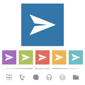 Send message solid flat white icons in square backgrounds Stock Illustration