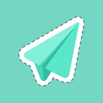 Send message Sticker in trendy line cut isolated on blue background 스톡 일러스트