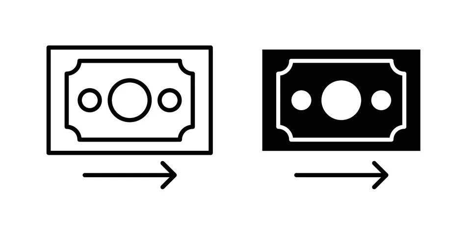 Send money icon drawing lines. Silhouette style vector bundle Stock Illustration