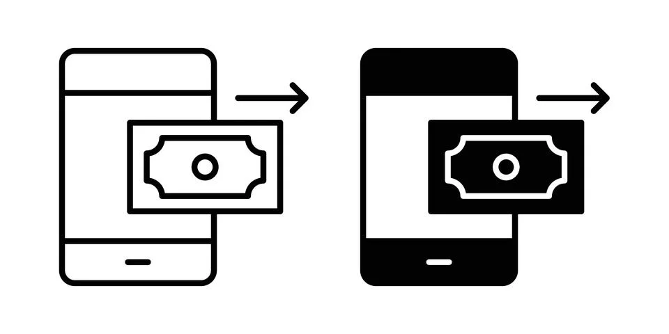 Send money smartphone icon vector, symbol, logo illustrations Stock Illustration