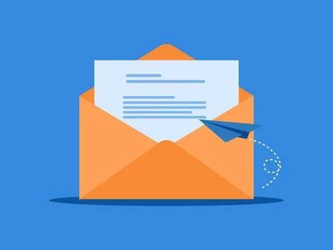 Send news information. Envelope with paper airplane vector Stock Illustration