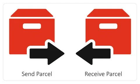 Send Parcel and Receive Parcel 库存插图