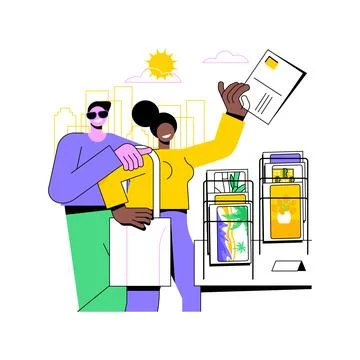 Send postcards isolated cartoon vector illustrations. Stock Illustration