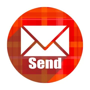 Send red flat icon isolated. Illustrazione stock