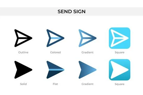 Send Sign icon in different style. Send Sign vector icons designed in outli.. Stock Illustration