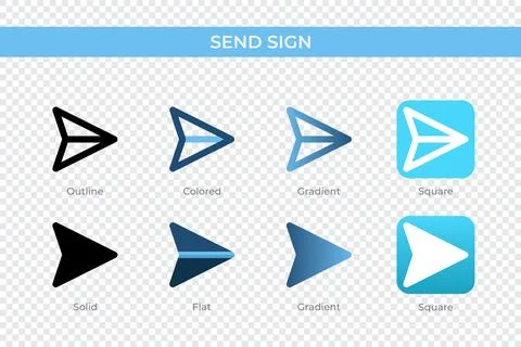 Send Sign icon in different style. Send Sign vector icons designed in outli.. Stock Illustration