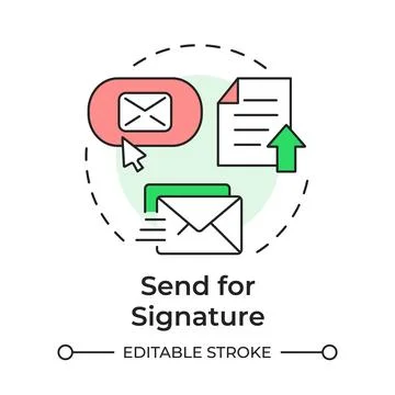 Send for signature multi color concept icon Illustrazione stock