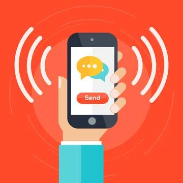 Send sms on mobile phone vector illustration Stock Illustration
