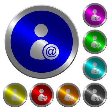 Send user data as email luminous coin-like round color buttons Illustrazione stock