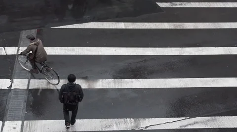 Sendai pedestrian crossing slow motion, Japan Stock Footage 53201817