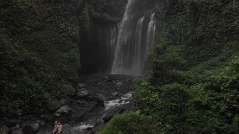Sendang Gile Waterfall Stock Footage 126995438
