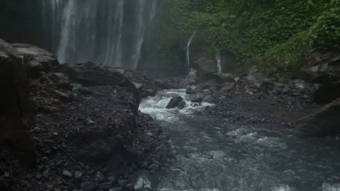Sendang Gile Waterfall Stock Footage 126996607