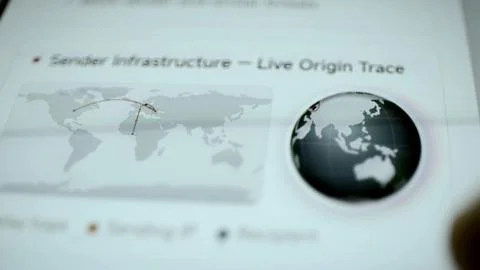Sender infrastructure live origin trace map Stock Photos