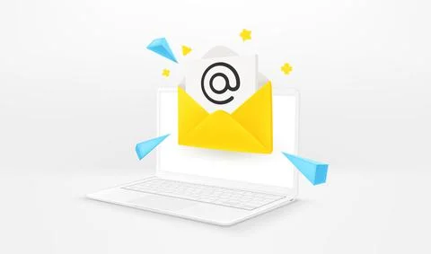 Sending and receiving email via internet. 3d vector illustration Stockillustratie