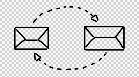 Sending and Receiving emails  line drawing illustration animation with transpare Stock Footage 43693509