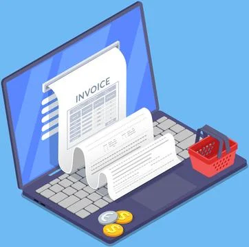 Sending and receiving payment using electronic invoice. Financial accounting 스톡 일러스트