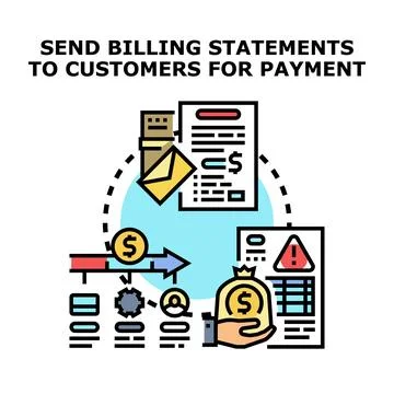 Sending billing statements to customers for payment process 库存插图