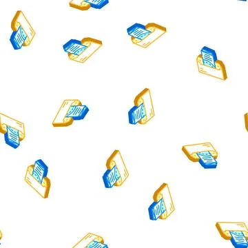 Sending booklet in envelope by mail isometric icon seamless pattern Illustrazione stock