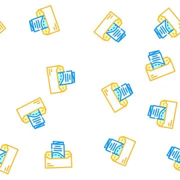 Sending booklet in envelope by mail vector seamless pattern 스톡 일러스트