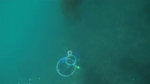 Sending Bubble Rings on the Sea Surface Stock Footage 129250296