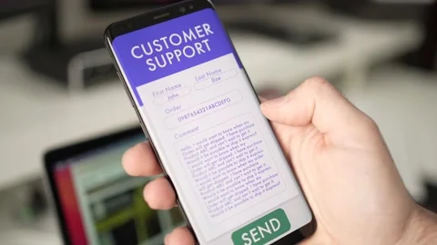 Sending a Customer Support Message On a Mobile Smart Phone Stock Footage 166241218