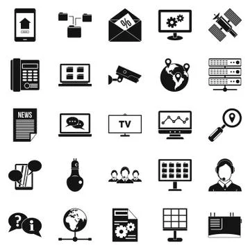 Sending data icons set, simple style Stock Illustration