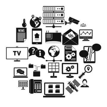 Sending data icons set, simple style Stock Illustration