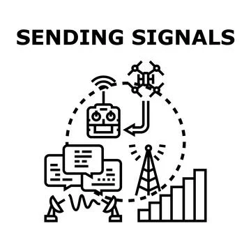 Sending digital signals and wireless communication concept Stock Illustration