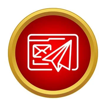 Sending email communication with paper plane icon button Stock Illustration