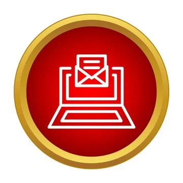 Sending email message from laptop computer icon Illustrazione stock