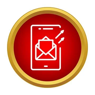 Sending email message from smartphone outbox icon 스톡 일러스트