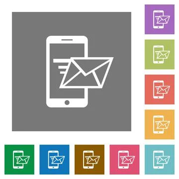 Sending email square flat icons Stock Illustration