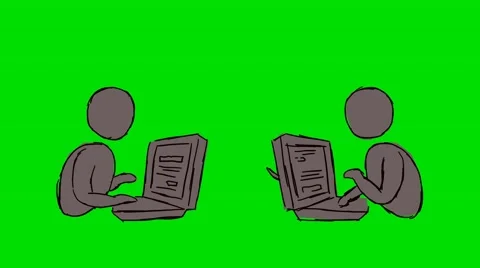 Sending emails Grey - Animation - Hand-Drawn - Green Screen - Loop Stock Footage